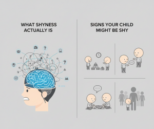 Infographic explaining temperament and brain sensitivity when building confidence in shy children