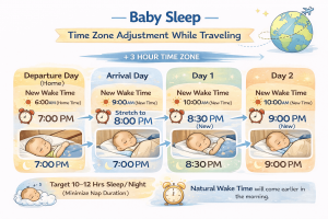 time zone adjustment schedule for baby sleep while traveling