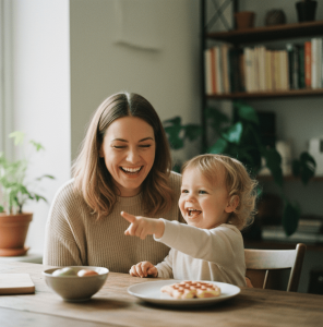 Calm family mealtime showing healthy relationship with food despite picky eating