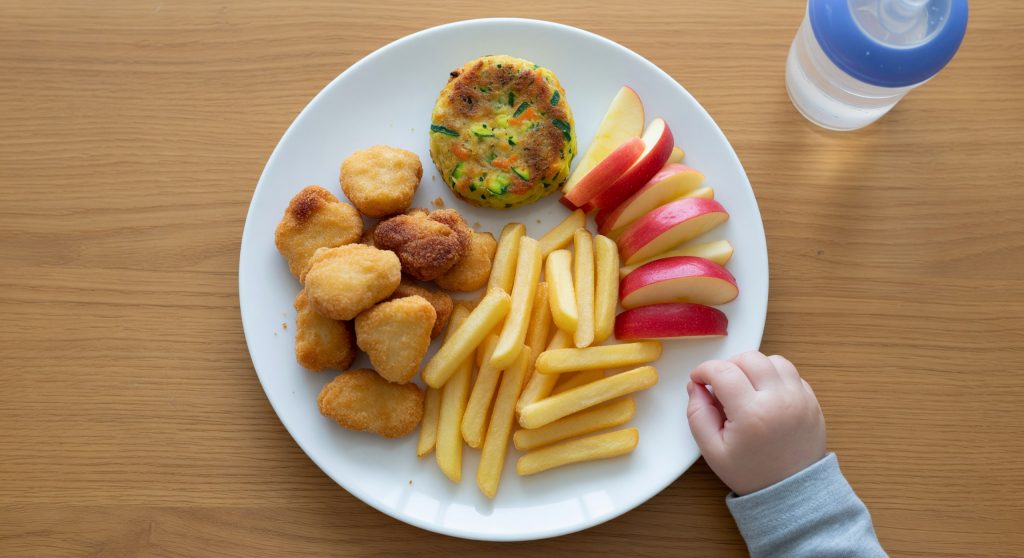 picky eater meal with safe food and new food offered together
