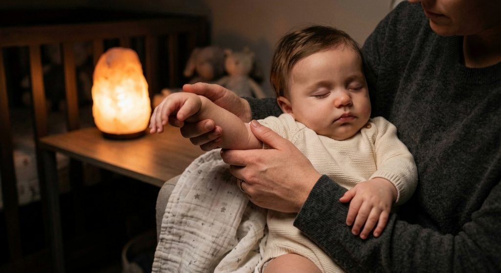 Checking for deep sleep before figuring out how to transfer sleeping baby to crib without waking.