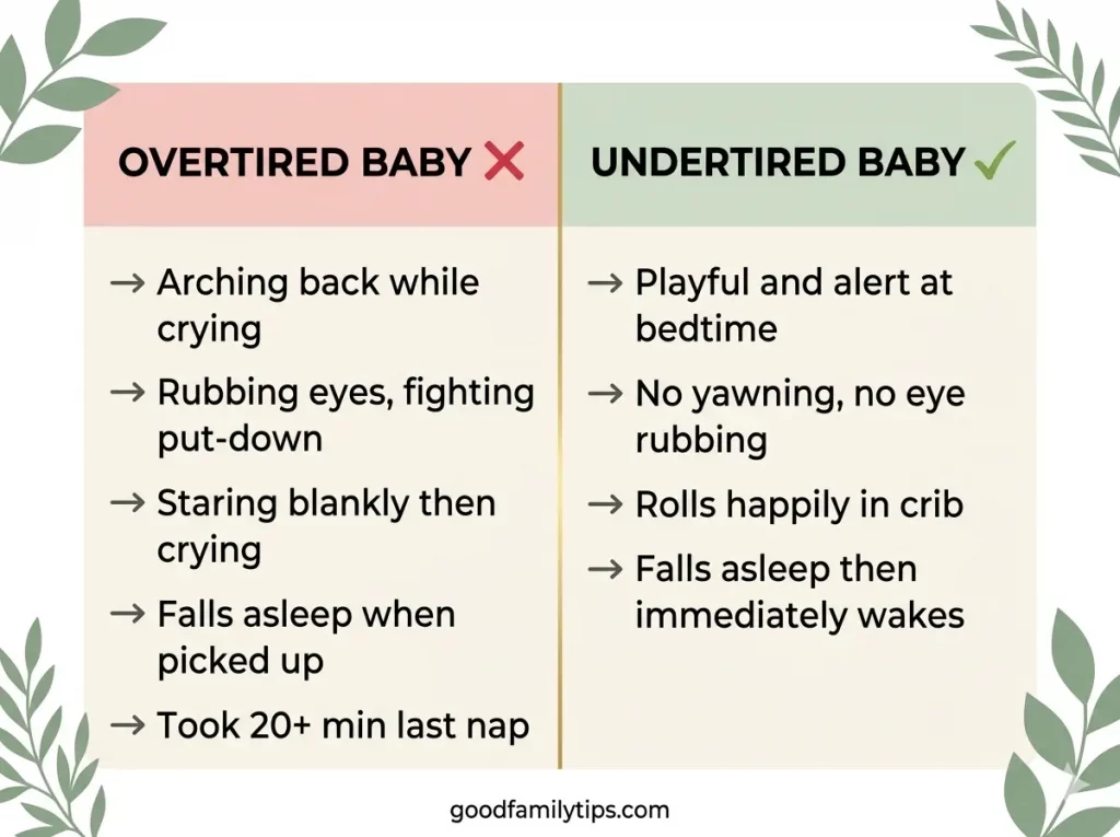 overtired vs undertired baby signs comparison chart — 
why do babies fight sleep every nap