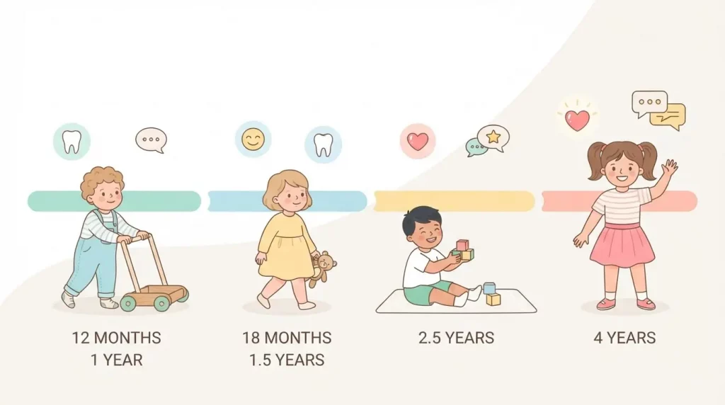Toddler hitting and biting changes from 12 months to 4 years as development progresses.