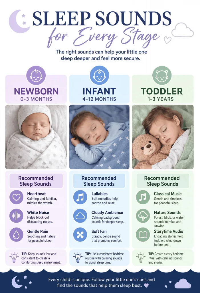 White noise for baby sleep recommendations by age.