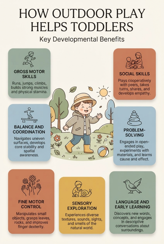benefits of outdoor play for toddlers including motor and sensory skills